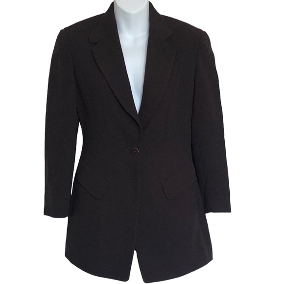 Donna Karan New York Chocolate Brown Wool Blazer Sz 4 - Picture 1 of 12